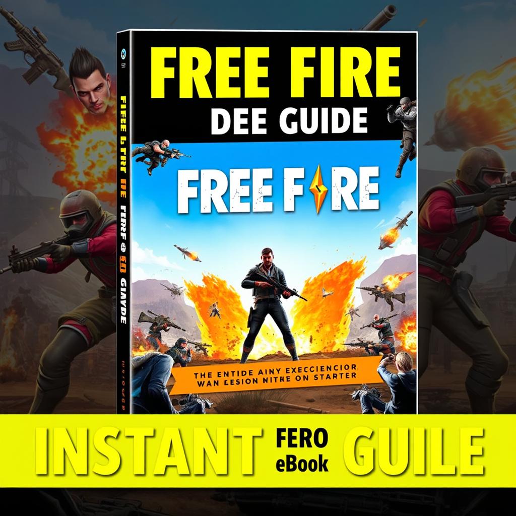 Create a striking and professional ebook cover for a guide on Free Fire that immediately attracts attention and encourages instant purchases