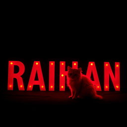 A dark, moody background featuring the name 'RAIHAN' in bold, eye-catching typography