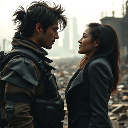 An intense and captivating scene highlighting a secret love between two enemies