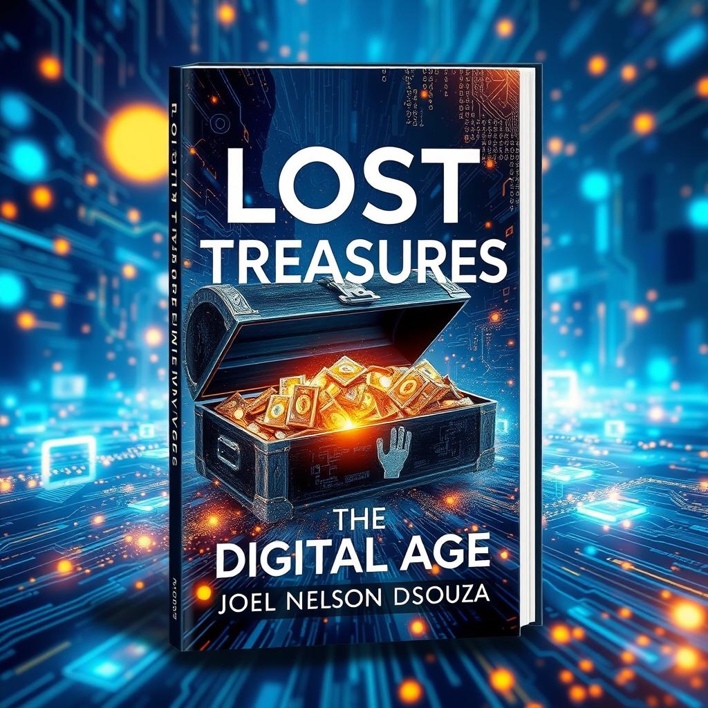 A dynamic and captivating book cover design for 'Lost Treasures of the Digital Age' by Joel Nelson Dsouza