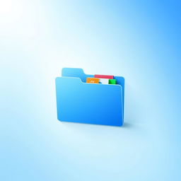 A visually striking image of a Windows folder icon, highlighted against a soft gradient background of blue and white