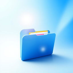 A visually striking image of a Windows folder icon, highlighted against a soft gradient background of blue and white
