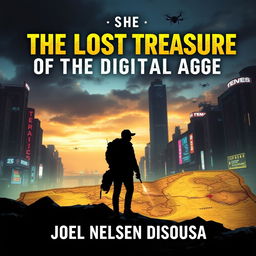 A captivating book cover for an adventure and mystery novel titled 'The Lost Treasure of the Digital Age' by Joel Nelson Dsouza
