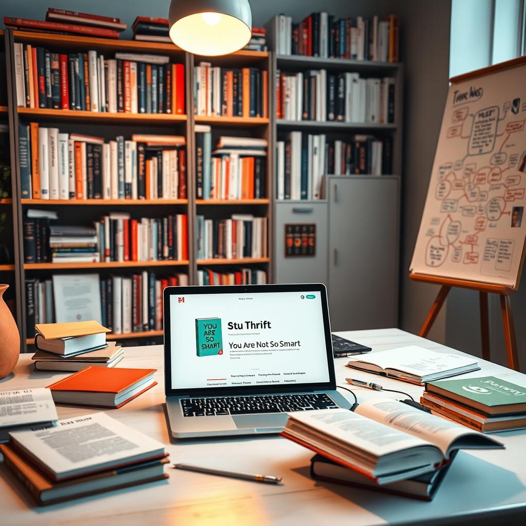 An abstract representation showcasing the influence of the book 'You Are Not So Smart' on a project website called 'Stu Thrift'