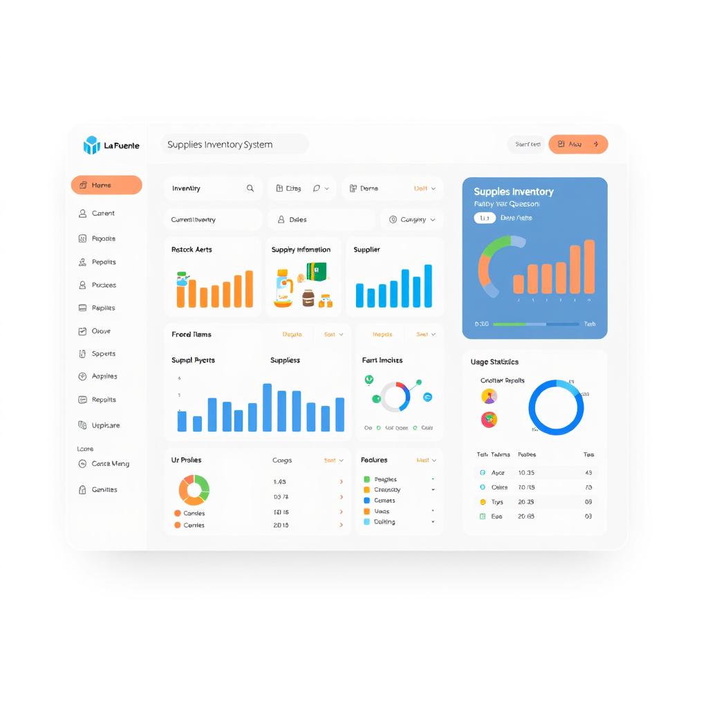 A modern, user-friendly front-end design for a Supplies Inventory System specifically tailored for La Puente Clinic in Unisan, Quezon
