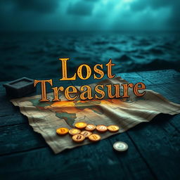 A captivating book cover design centered around the theme of lost treasure, cryptocurrency, and a treasure map