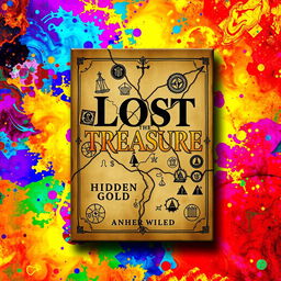 A striking and captivating book cover design measuring 5x8 inches, featuring a vivid and colorful abstract background that symbolizes lost treasure and cryptocurrency