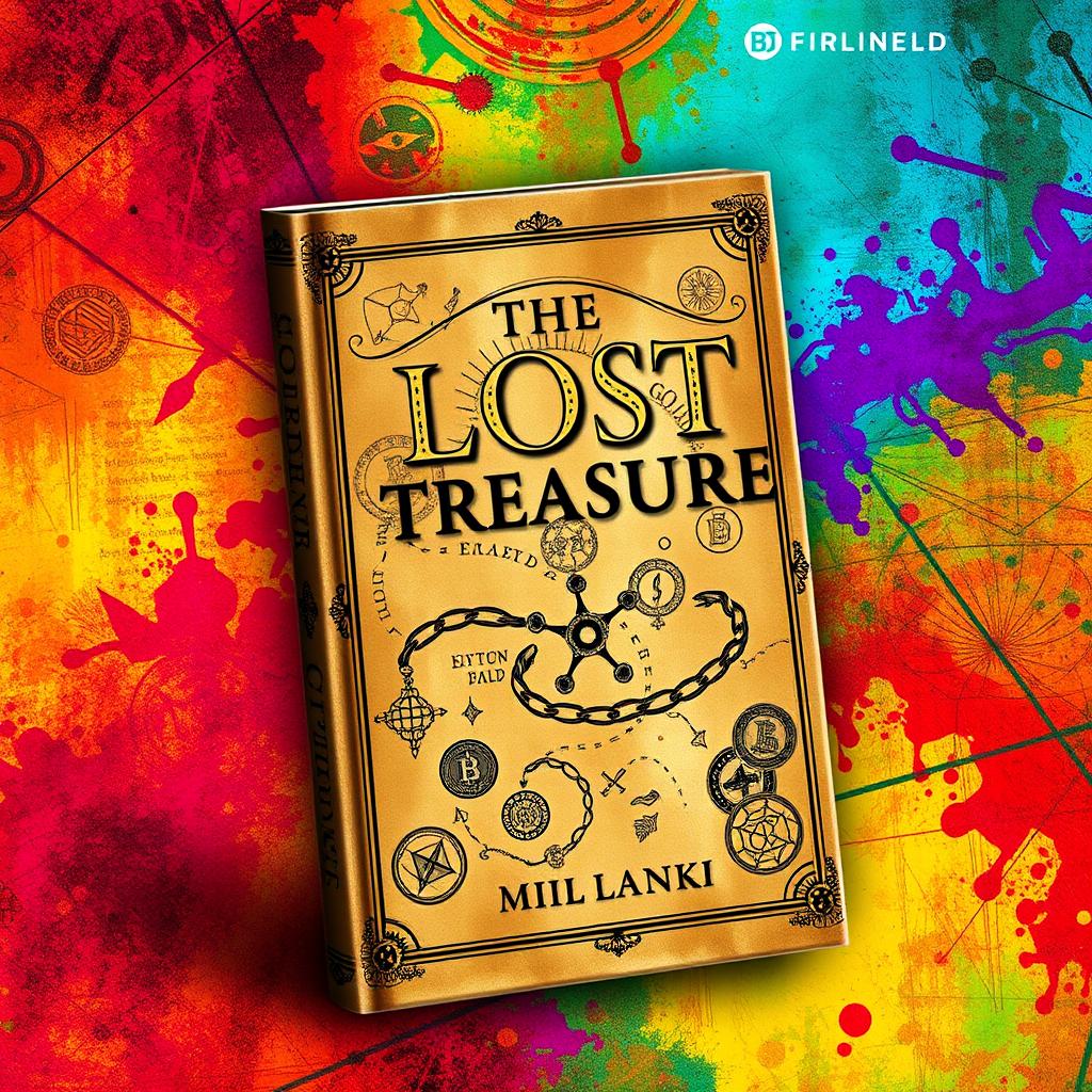 A striking and captivating book cover design measuring 5x8 inches, featuring a vivid and colorful abstract background that symbolizes lost treasure and cryptocurrency