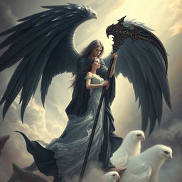 An artistic depiction of Azrael, the Angel of Death, gracefully taking the soul of a beautiful woman