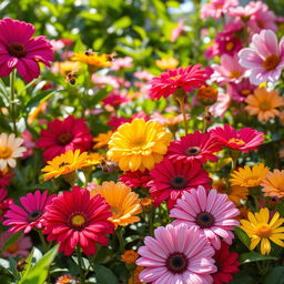 A beautiful array of vibrant and colorful flowers, showcasing a variety of blossoms in full bloom