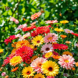 A beautiful array of vibrant and colorful flowers, showcasing a variety of blossoms in full bloom