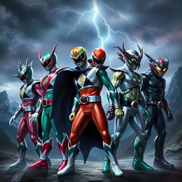 An imaginative depiction of a group of Power Rangers villains, showcasing a diverse lineup of colorful and menacing characters