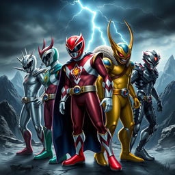 An imaginative depiction of a group of Power Rangers villains, showcasing a diverse lineup of colorful and menacing characters