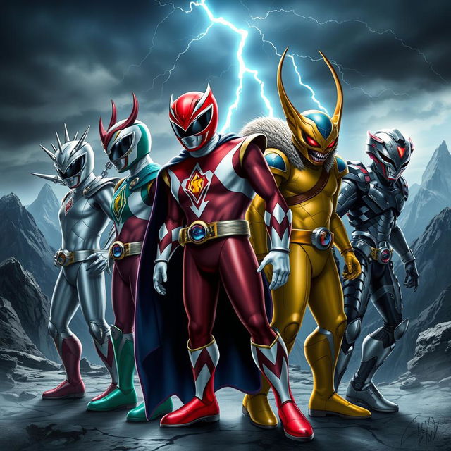 An imaginative depiction of a group of Power Rangers villains, showcasing a diverse lineup of colorful and menacing characters