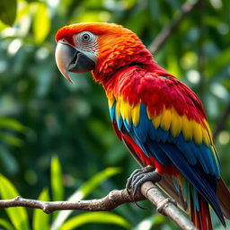 An ultra-detailed image of a vibrant bird perched on a branch in its natural habitat