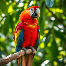 An ultra-detailed image of a vibrant bird perched on a branch in its natural habitat