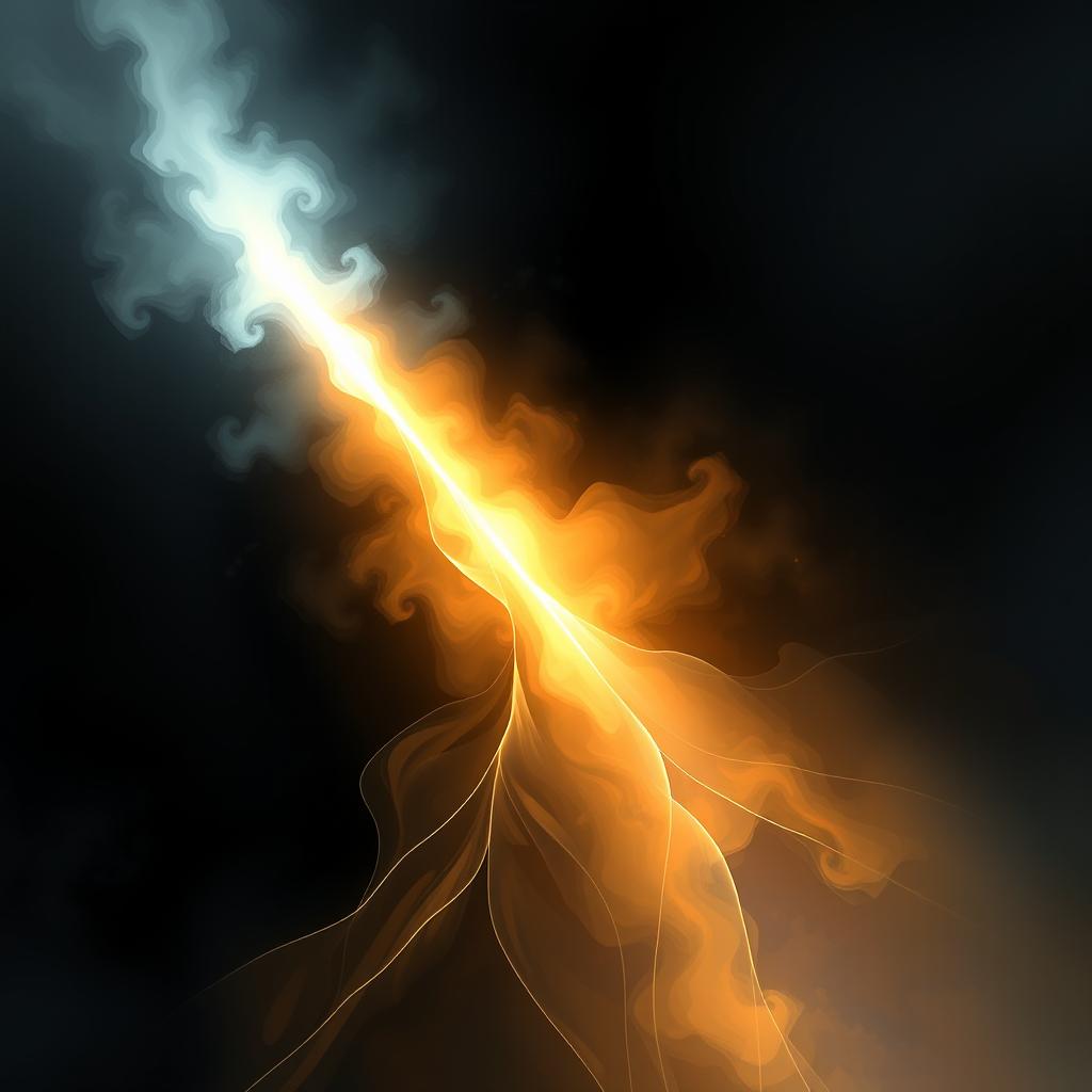 An abstract representation of a journey through darkness and into light, showcasing the contrast between shadowy, swirling tones and bright, illuminating colors