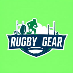 A modern and dynamic logo design featuring the title 'Rugby Gear'