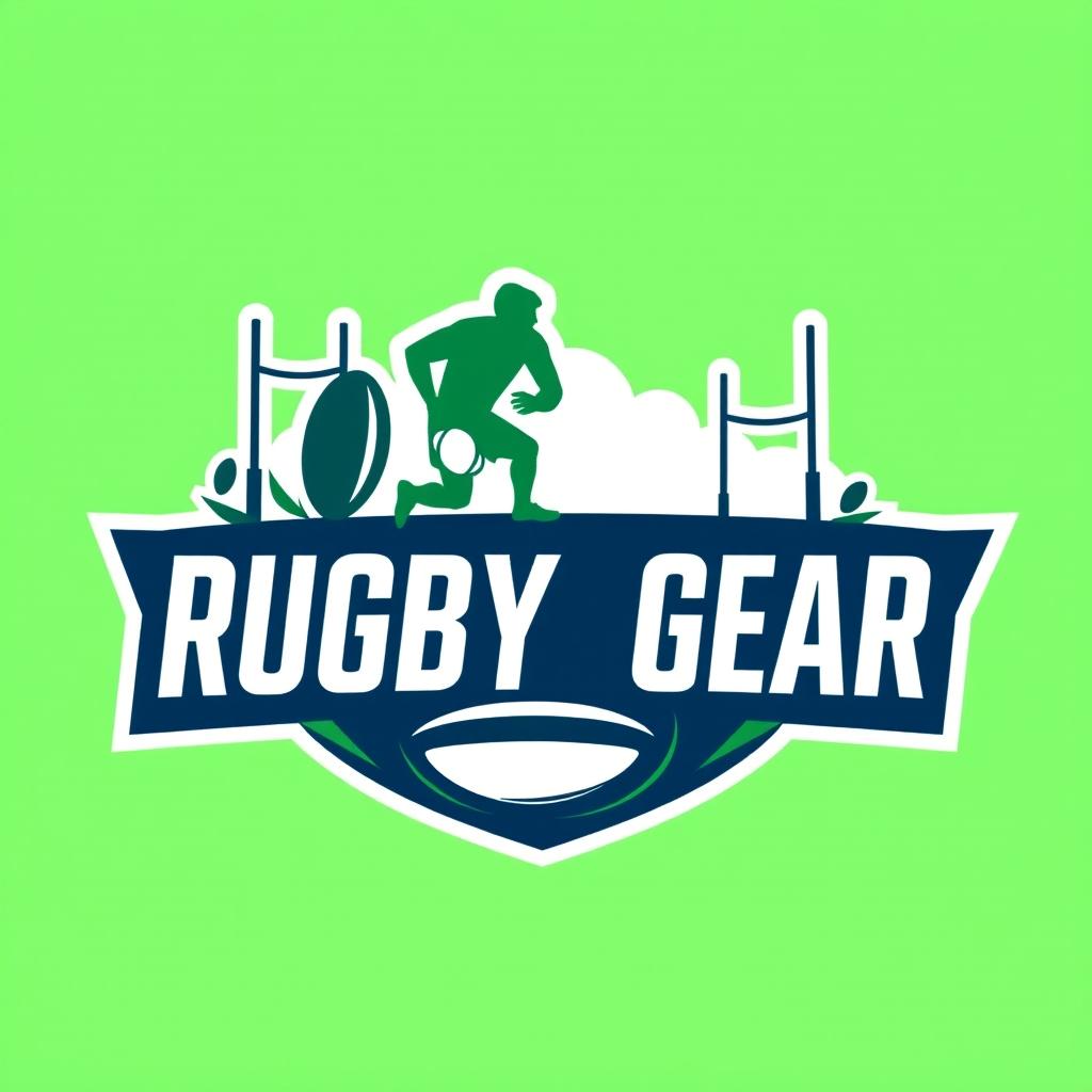 A modern and dynamic logo design featuring the title 'Rugby Gear'