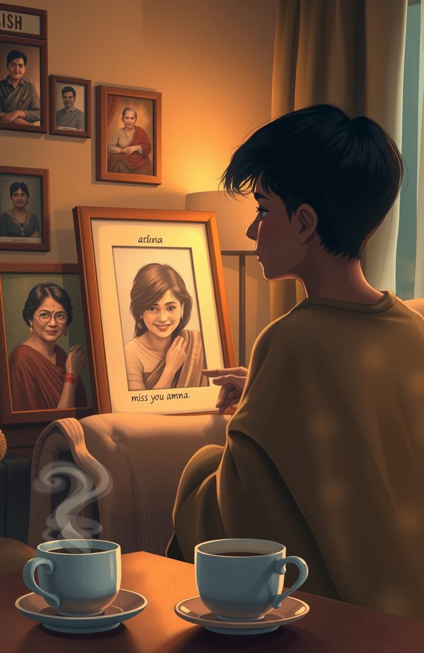 An emotional scene depicting a serene and sentimental moment reflecting the message "miss you amma"