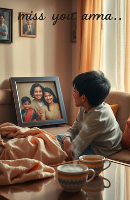An emotional scene depicting a serene and sentimental moment reflecting the message "miss you amma"
