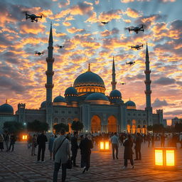 A stunning representation of Islamic civilization blending with artificial intelligence