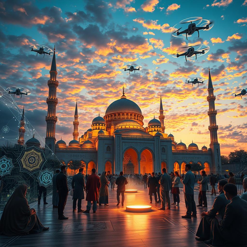 A stunning representation of Islamic civilization blending with artificial intelligence