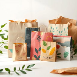 An artistic representation of eco-friendly paper bags, showcasing their texture and detail
