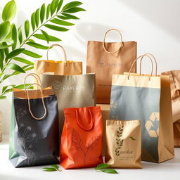 An artistic representation of eco-friendly paper bags, showcasing their texture and detail
