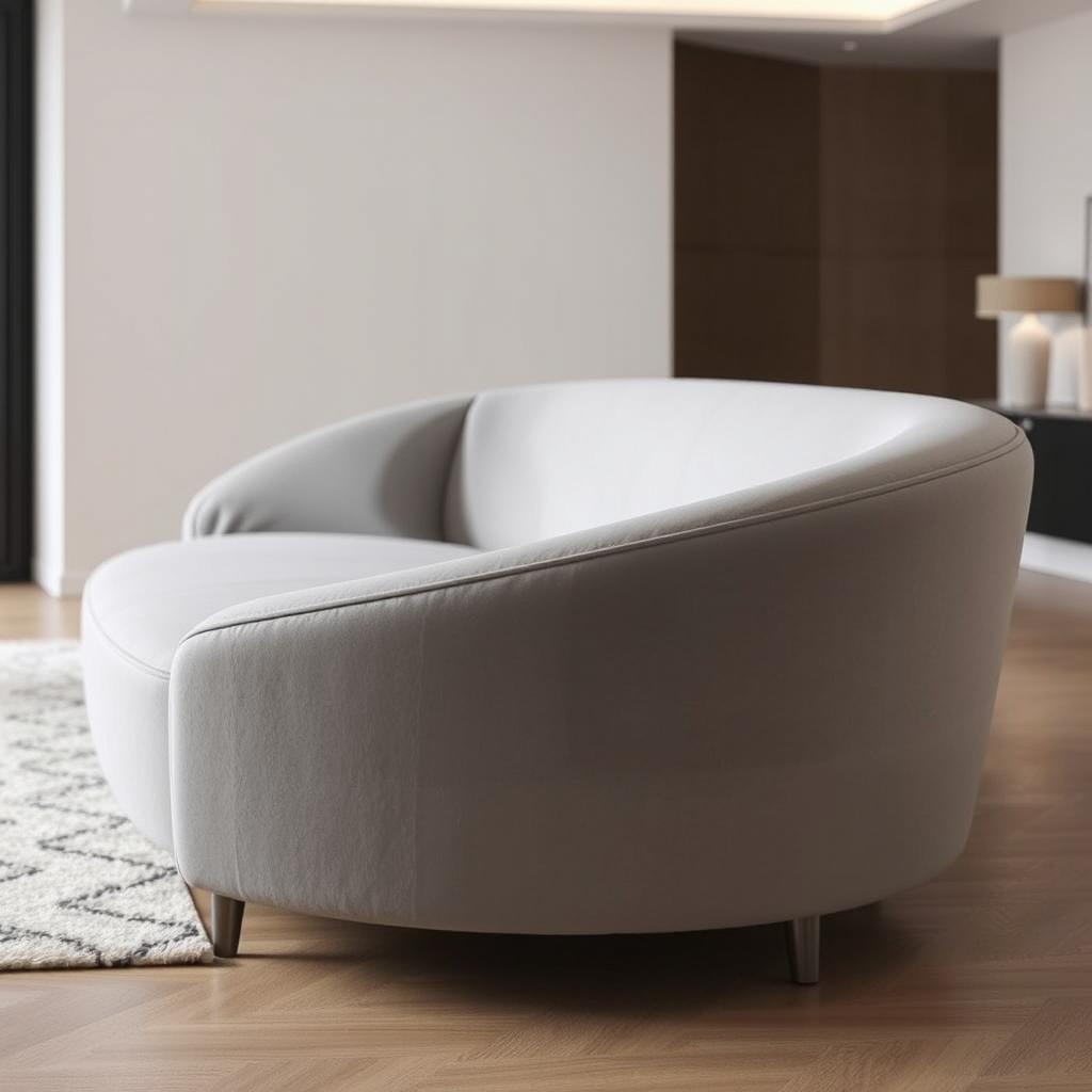 A smooth, stylish sofa without legs, featuring a contemporary design