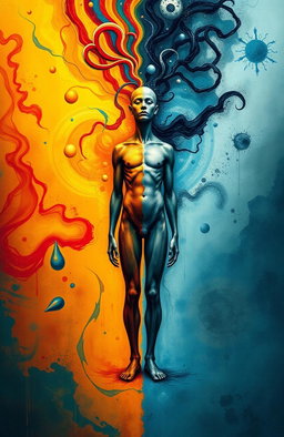 A surreal representation of bipolar disorder, showcasing the contrast between extreme emotions
