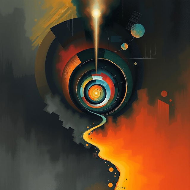 An abstract interpretation of the journey from the darkness of the soul to wisdom, representing the modern man's quest for enlightenment