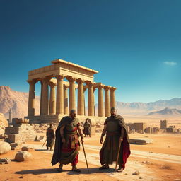 An evocative depiction of ancient Iran, showcasing the grandeur of historical sites like Persepolis with its towering columns and intricately carved reliefs, representing the glory of the Achaemenid Empire