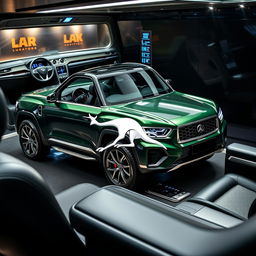 A luxurious 4x4 vehicle equipped with a powerful V8 engine, designed with sleek lines and an elegant aesthetic