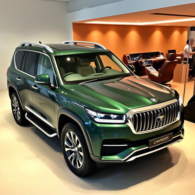 A luxurious 4x4 vehicle equipped with a powerful V8 engine, designed with sleek lines and an elegant aesthetic