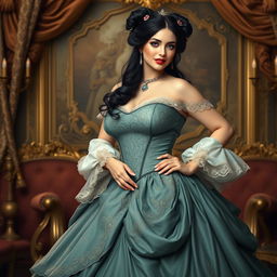 A luxurious portrait of Anna, a voluptuous female royal from a Victorian fantasy era, exuding elegance and charm