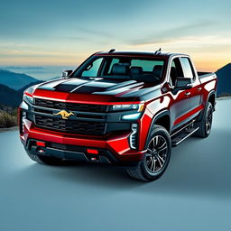 A light truck inspired by the sleek and muscular design of the Camaro, featuring a powerful V8 engine and 4x4 capability