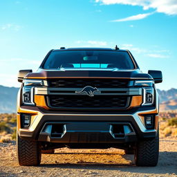 A light truck inspired by the sleek and muscular design of the Camaro, featuring a powerful V8 engine and 4x4 capability