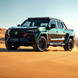 A luxurious light truck inspired by Lamborghini design, featuring a powerful V8 engine and 4x4 capability