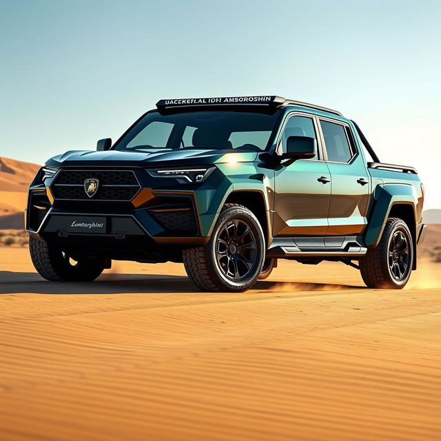 A luxurious light truck inspired by Lamborghini design, featuring a powerful V8 engine and 4x4 capability