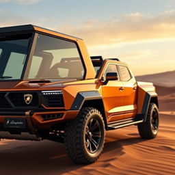 A luxurious light truck inspired by Lamborghini design, featuring a powerful V8 engine and 4x4 capability