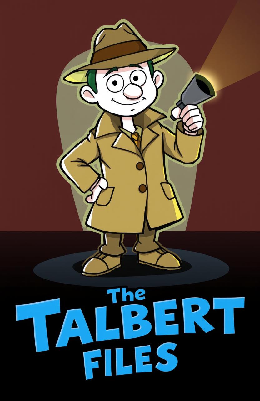 A cartoon-style illustration of a detective character holding a flashlight, standing on the floor