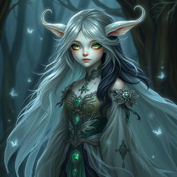 A mysterious and enchanting changeling character from Dungeons & Dragons, embodying the essence of adaptability and illusion