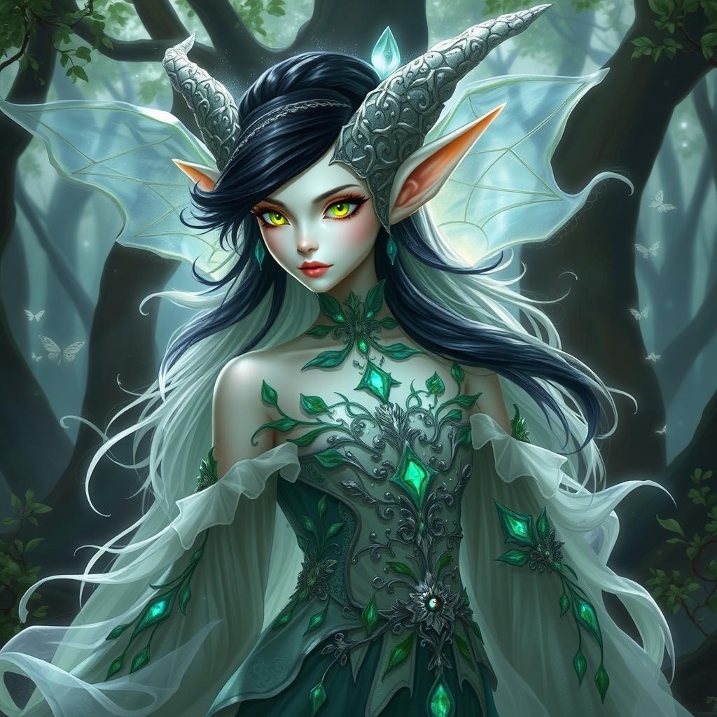 A mysterious and enchanting changeling character from Dungeons & Dragons, embodying the essence of adaptability and illusion