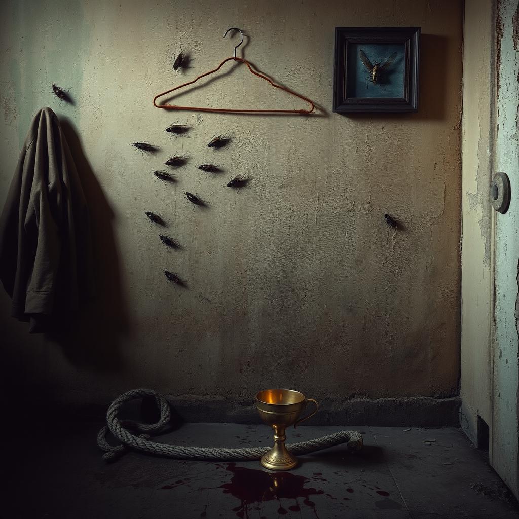 An atmospheric scene featuring the wall of an old house, textured and aged, adorned with peeling paint