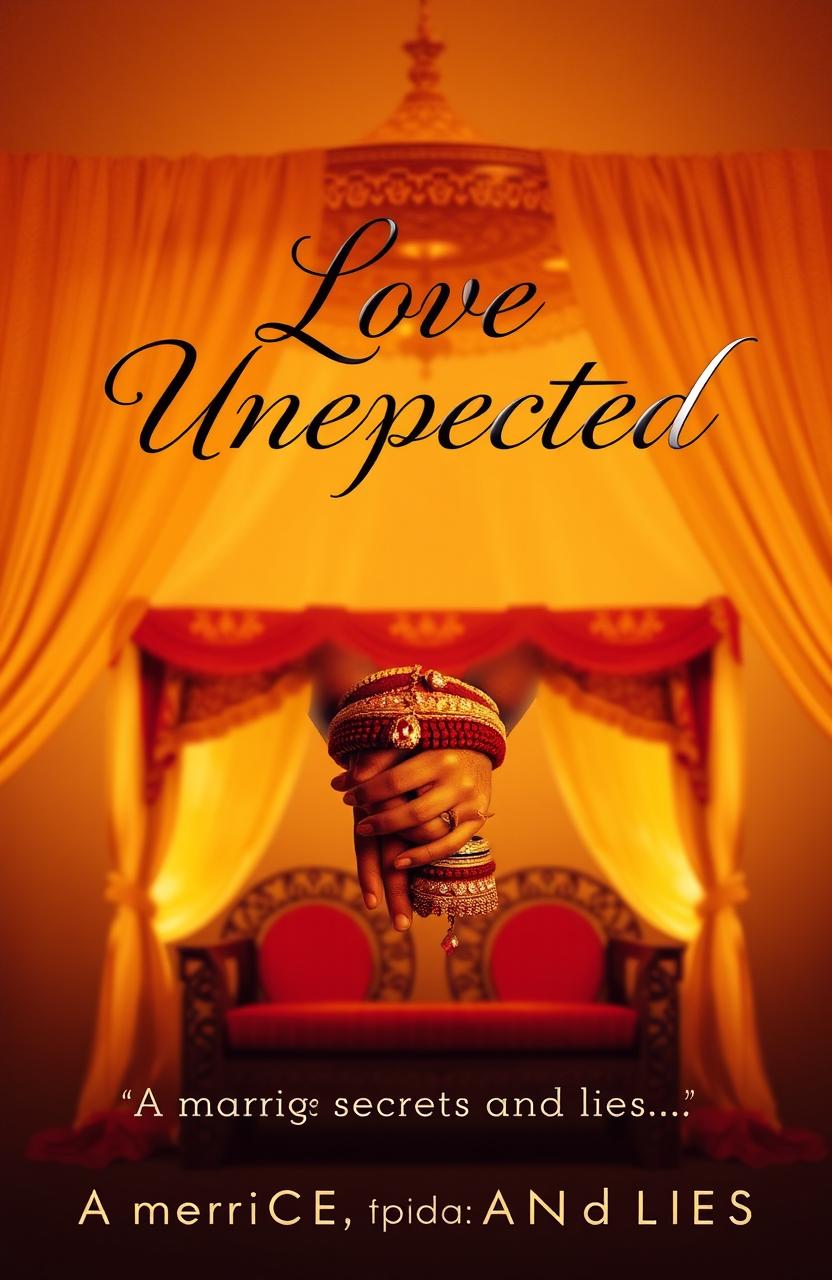 A book cover featuring the title "LOVE UNEXPECTED" elegantly displayed in the center with cursive, bold lettering