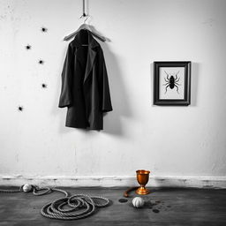 A minimalistic black and white composition featuring the wall of an old house, showcasing its aged textures and patterns