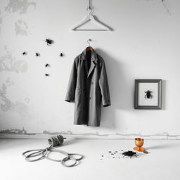 A minimalistic black and white composition featuring the wall of an old house, showcasing its aged textures and patterns