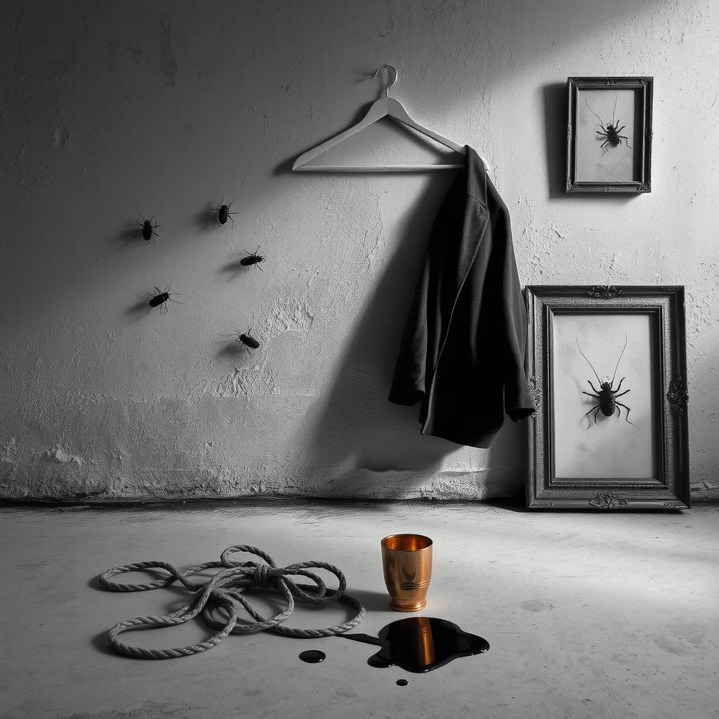 A minimalistic black and white scene capturing the wall of an old house with its textured, weathered surface