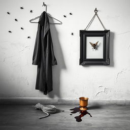 A minimalistic black and white scene depicting the wall of an old house, characterized by its weathered texture and peeling paint